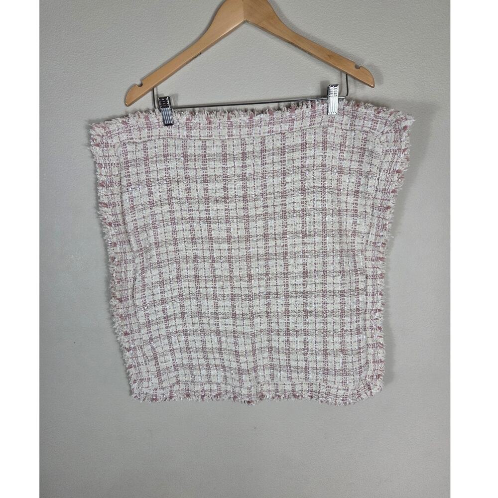 Anthropologie Pink & Cream Woven Pillow Cover 20 X 20"